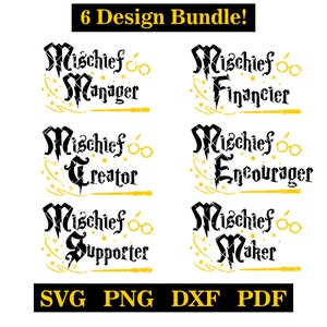 Paquete de travesuras mágicas, ¡6 diseños! Diseño de camiseta DIY, svg-png-pdf-dxf