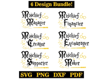 Pacote de travessuras mágicas, 6 designs! Design de camiseta faça você mesmo, svg-png-pdf-dxf