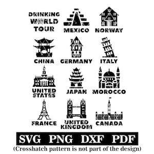 Drinking World Tour, Países, svg-png-pdf-dxf, Design de camisetas