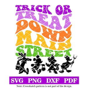 Doces ou travessuras na rua principal, design de camiseta DIY, svg-png-pdf-dxf