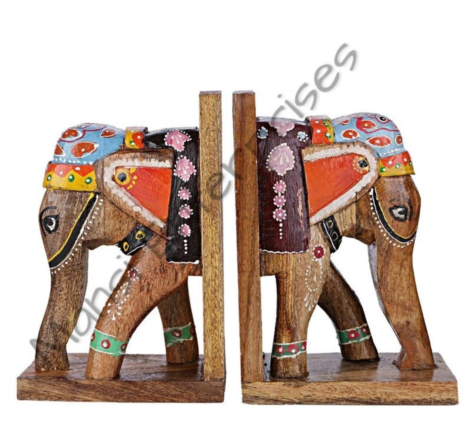 Hand painted bookend/ Wooden bookend/ Elephant bookend / Etsy