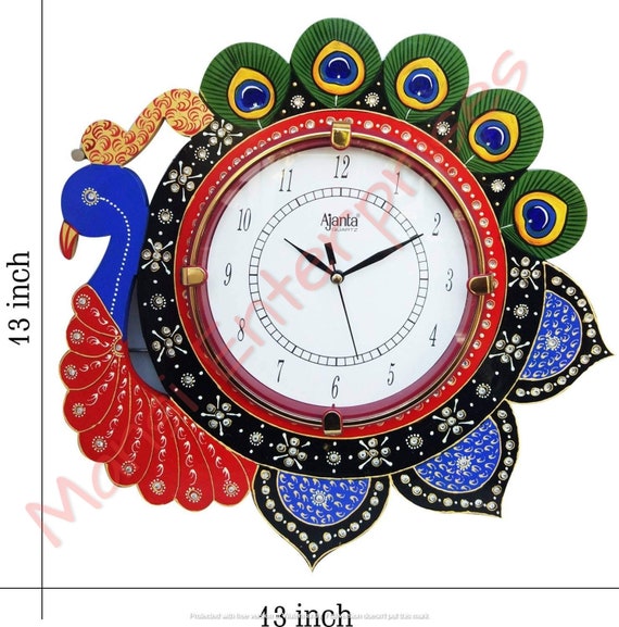 Beautiful Vintage Peacock Wall Clock Marble Dust & Beads Etsy