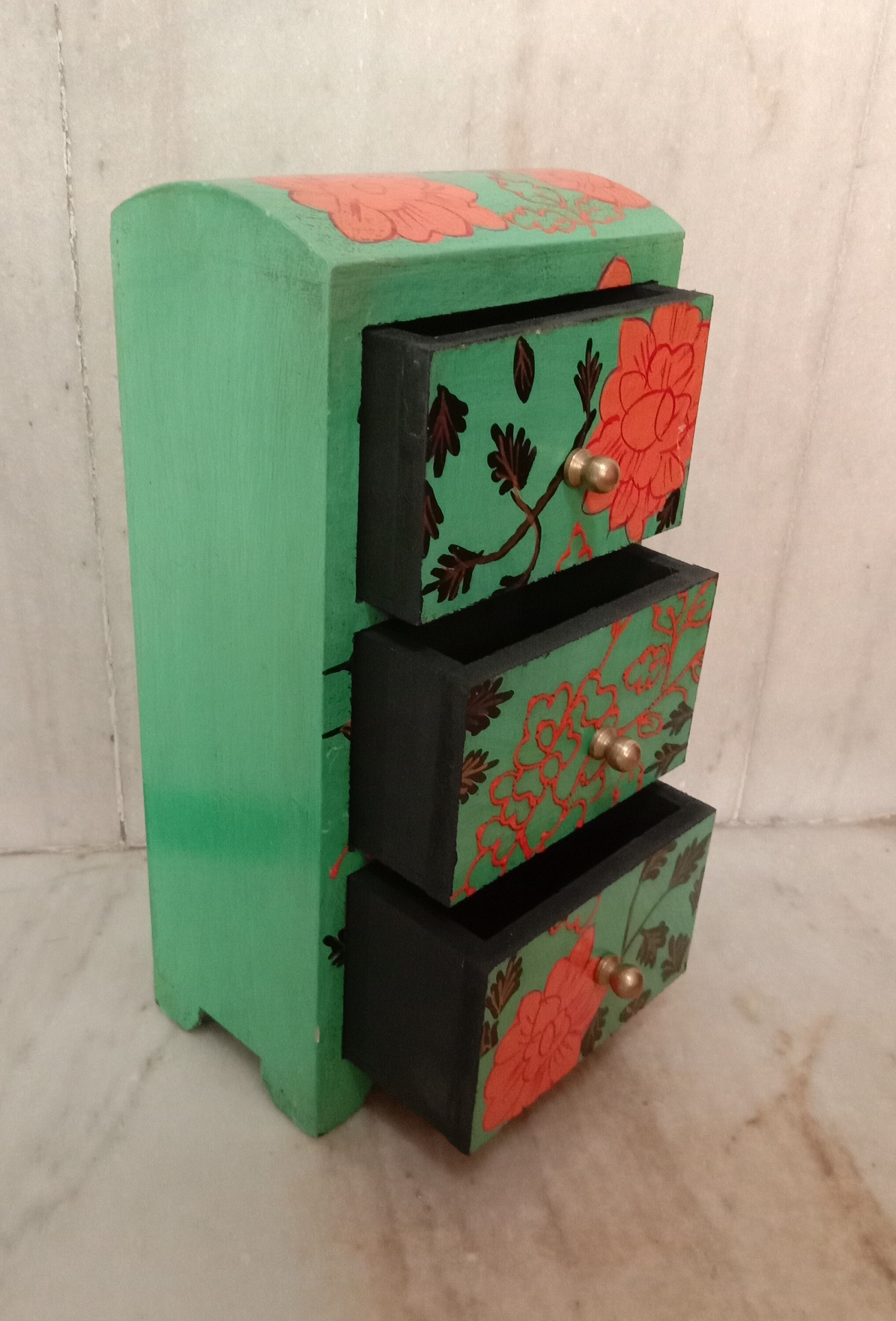 Wooden Small 3 Chest Of Drawer Desk Organizer Handmade Hand Etsy