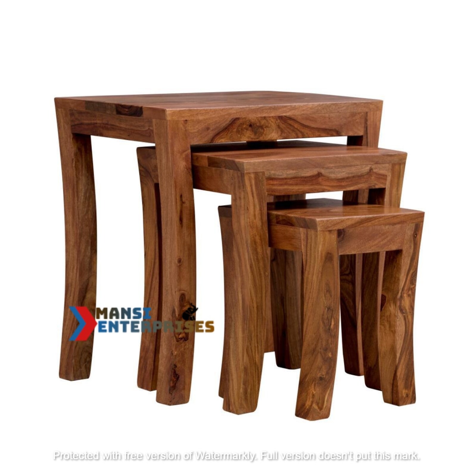 Indian wooden nesting table Nest of 3 Tables Etsy