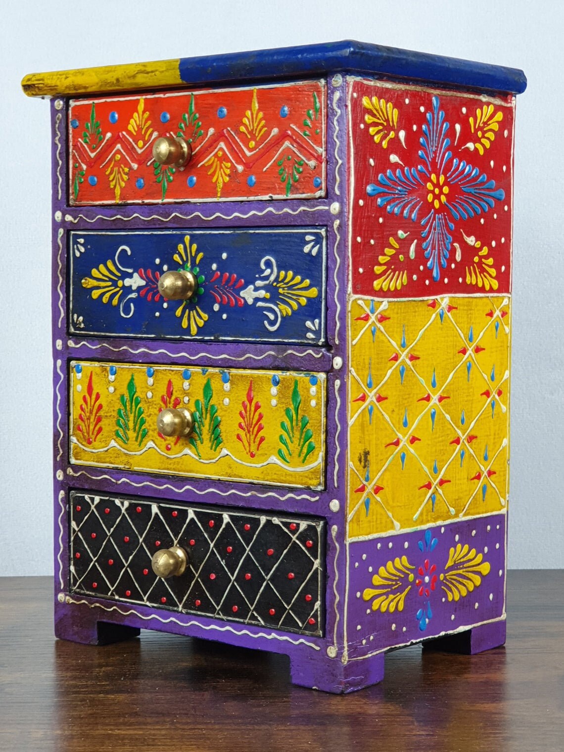 Indian Painted box / Wooden hand painted 4 drawer jewellery Etsy