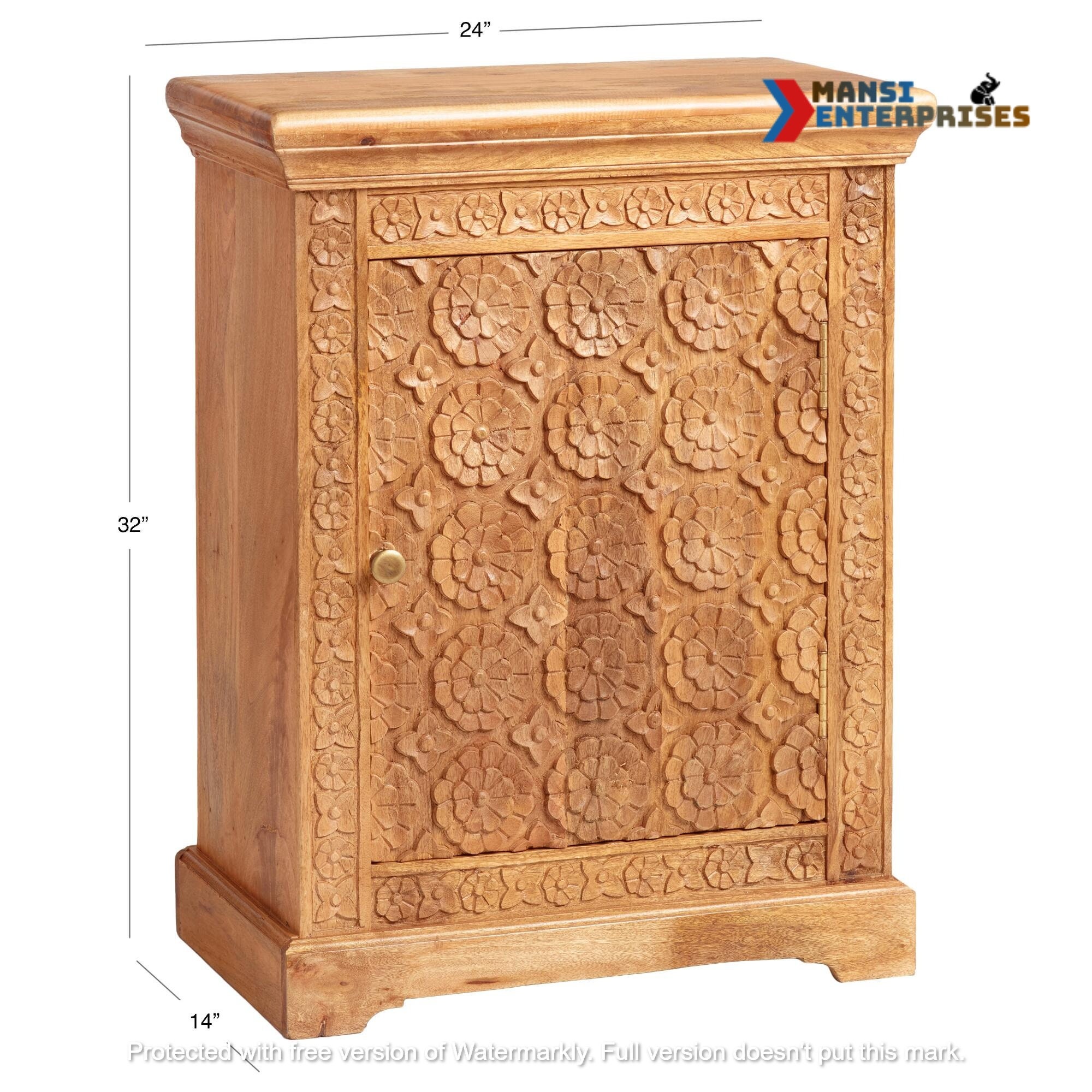 Natürliche Floral geschnitzt Holz Schrank | Etsy