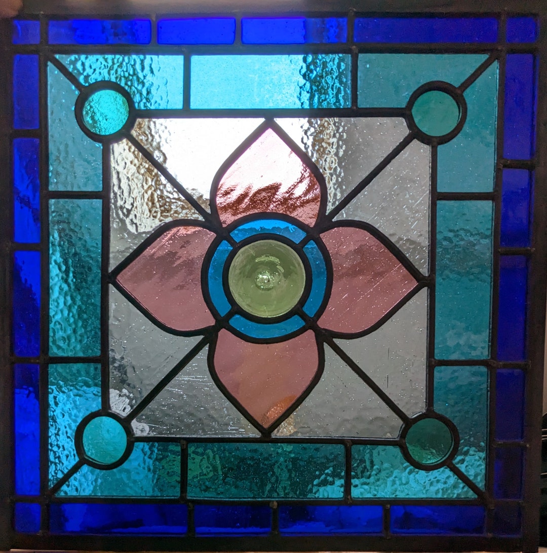 Stained Glass Flower Panel MADE TO ORDER Etsy
