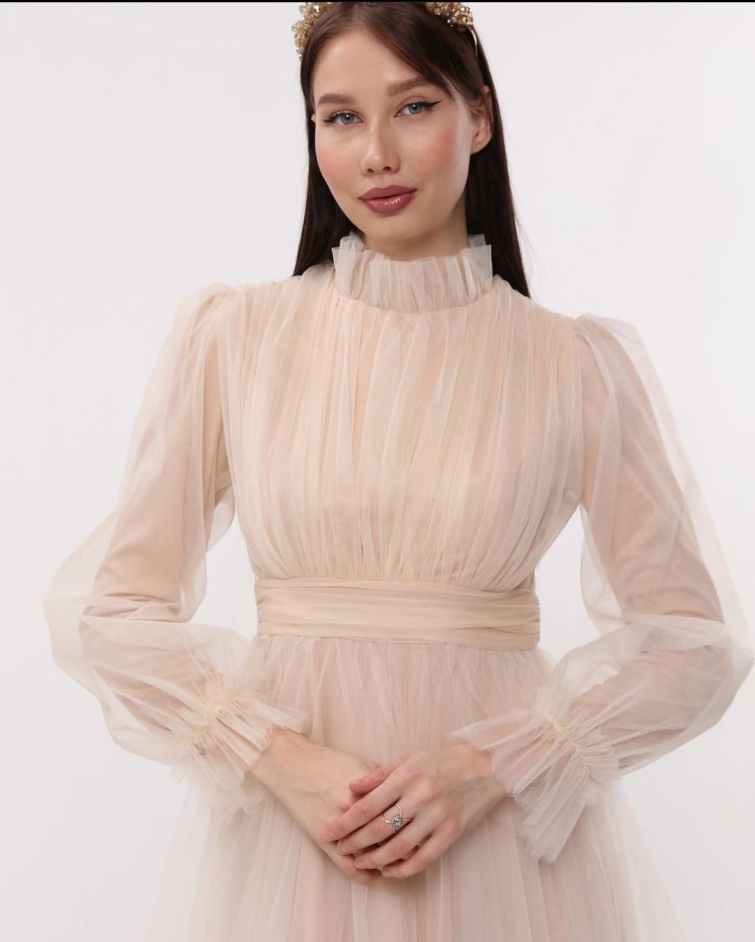 Long Wedding Dresses Tulle Popular Modest Bridal Dresses main image 0