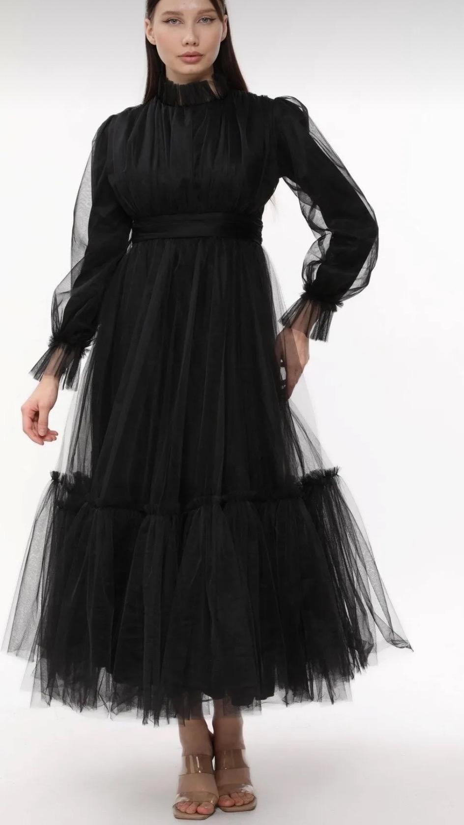 Sleeveless Maxi Tulle Column Regular Wedding Guest Dress aln1695