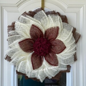 Ghirlanda di tutti i giorni, ghirlanda bordeaux e bianca, ghirlanda di carta a rete, ghirlanda di fiori, decorazione per porta d'ingresso, ghirlanda per porta d'ingresso, ghirlanda fatta a mano