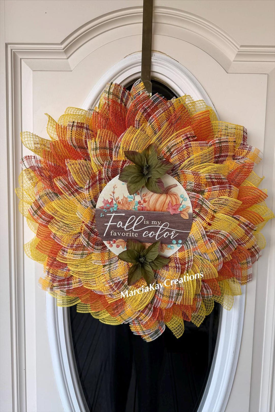 Handmade Fall Mesh Wreath, Orange Plaid, Front Door Decor - Etsy