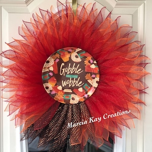 Thanksgiving Wreath, Fall Wreath, Turkey Wreath, Mesh Wreath, Farmhouse Wreath, Handmade, Front Door Wreath, Home Decor, Door Decor, Wreath