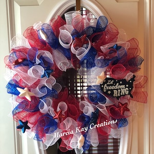 Patriotic Wreath, Americana, Freedom Wreath, Front Door Wreath, 4th of July, Memorial Day Wreath, Handmade Wreath, Independence Day Wreath