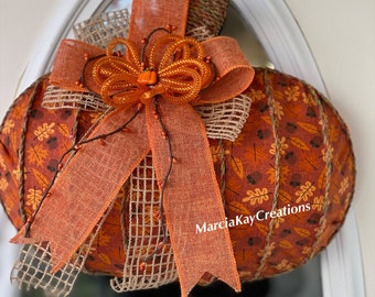 Fall Pumpkin Wreath, Fall Wreath, Fabric Pumpkin Wreath, Front Door Wreath, Door Decor, Pumpkin Door Wreath, Harvest Wreath, Fabric Wreath