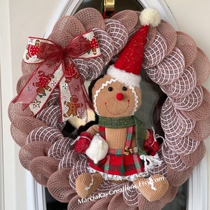 Christmas Wreath, Gingerbread Girl Wreath, Handmade Wreath, Farmhouse Wreath, Front Door Wreath, Front Door Decor, Winter Wreath, Christmas