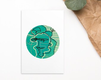 Minimilist Abstract Aqua Green Blue Standard Postcard