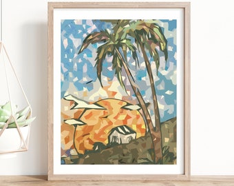 Stampa Giclée Poster Alberi di cocco per stanze luminose