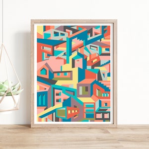 Giclée Print Cubic Architecture Contemporary Bright Colors