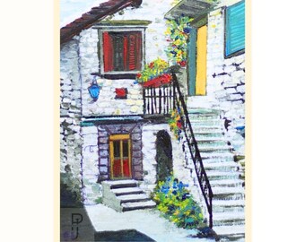 Custom Hand-Painted Home Portrait on Canvas— Turn Your Home Into Art