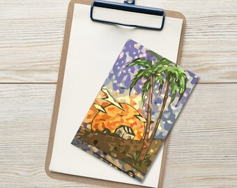 Cartolina standard - 4x6 - Alberi di cocco e paesaggio al tramonto Abstract Mix Media