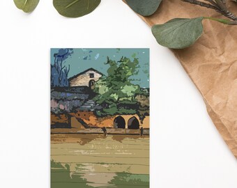 Standard Postcard - Country Landscape Scenery, lake and old house