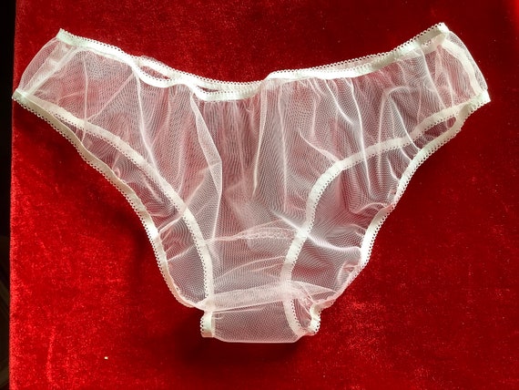 Vintage Style Completely Sheer Transparent Nylon Panties RED - Foto 10