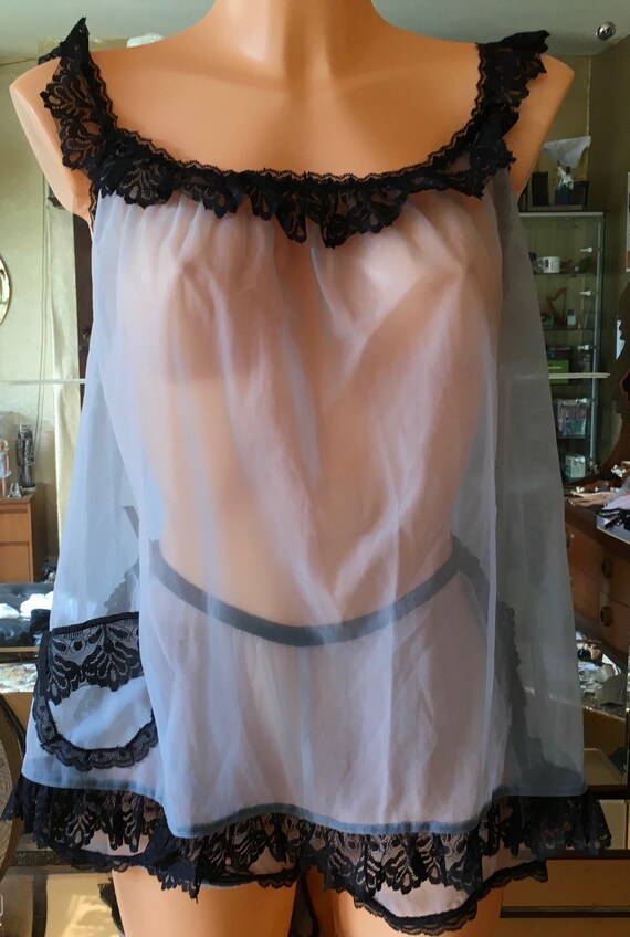 Sheer nylon babydoll nylon nightdress set