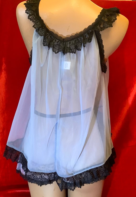 Sheer nylon babydoll nylon night gown panties set Gem