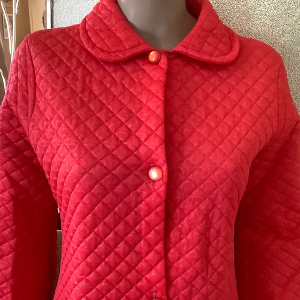 Red quilted house boat dressing gown by Winster
