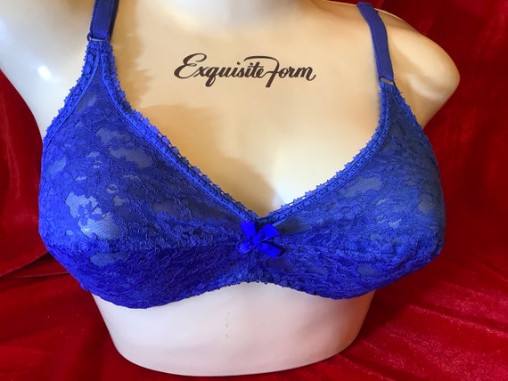 Blue sheer lace bra