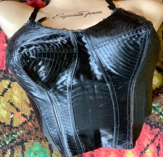 Black shiny satin longline bullet bra New Fit