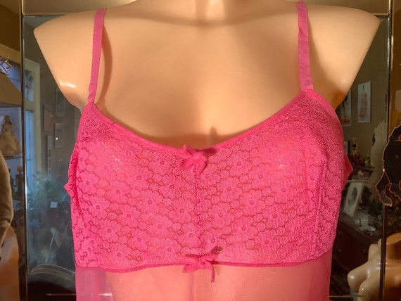 Vintage pink sheer  nylon   slip - image 2