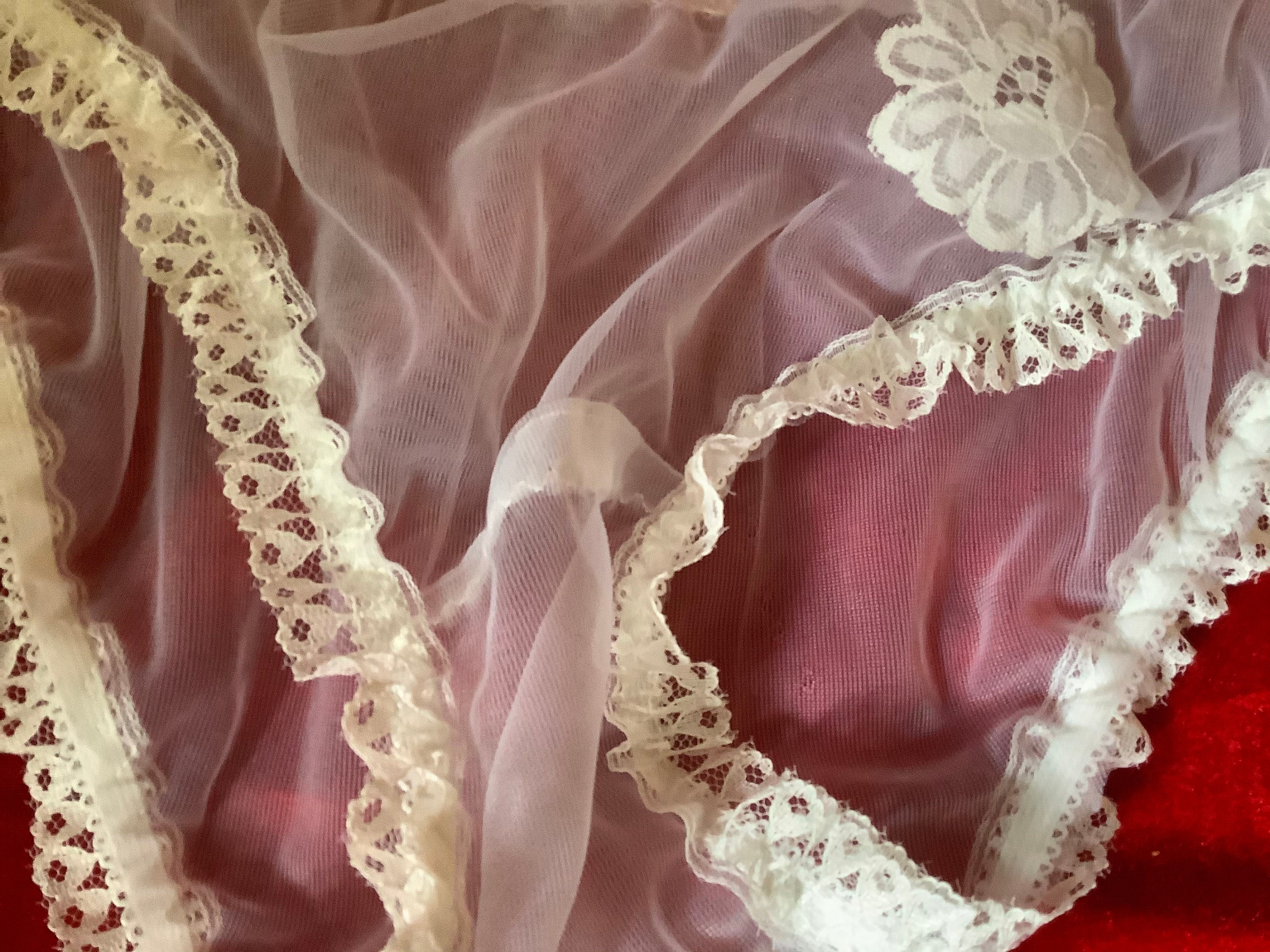 Vintage Style Completely Sheer Transparent Nylon Panties RED - Foto 6