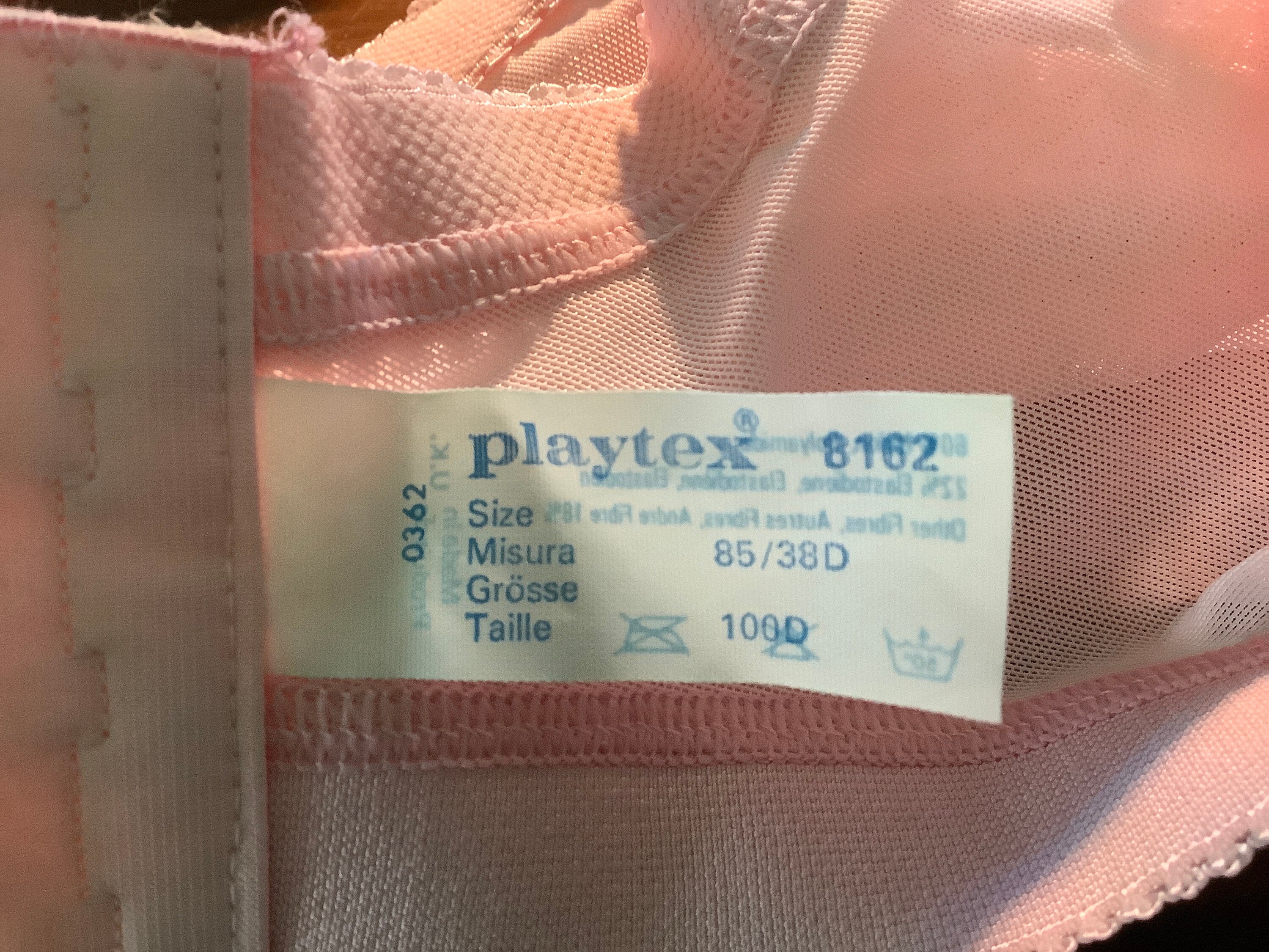Playtex Cross Your Heart Bra Slightly Sheer Pink Lace 