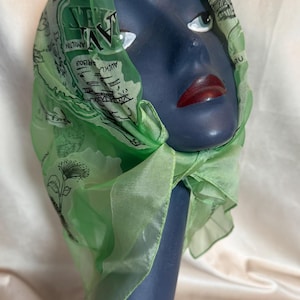 Vintage sheer nylon chiffon souvenir New Zealand head scarf untagged