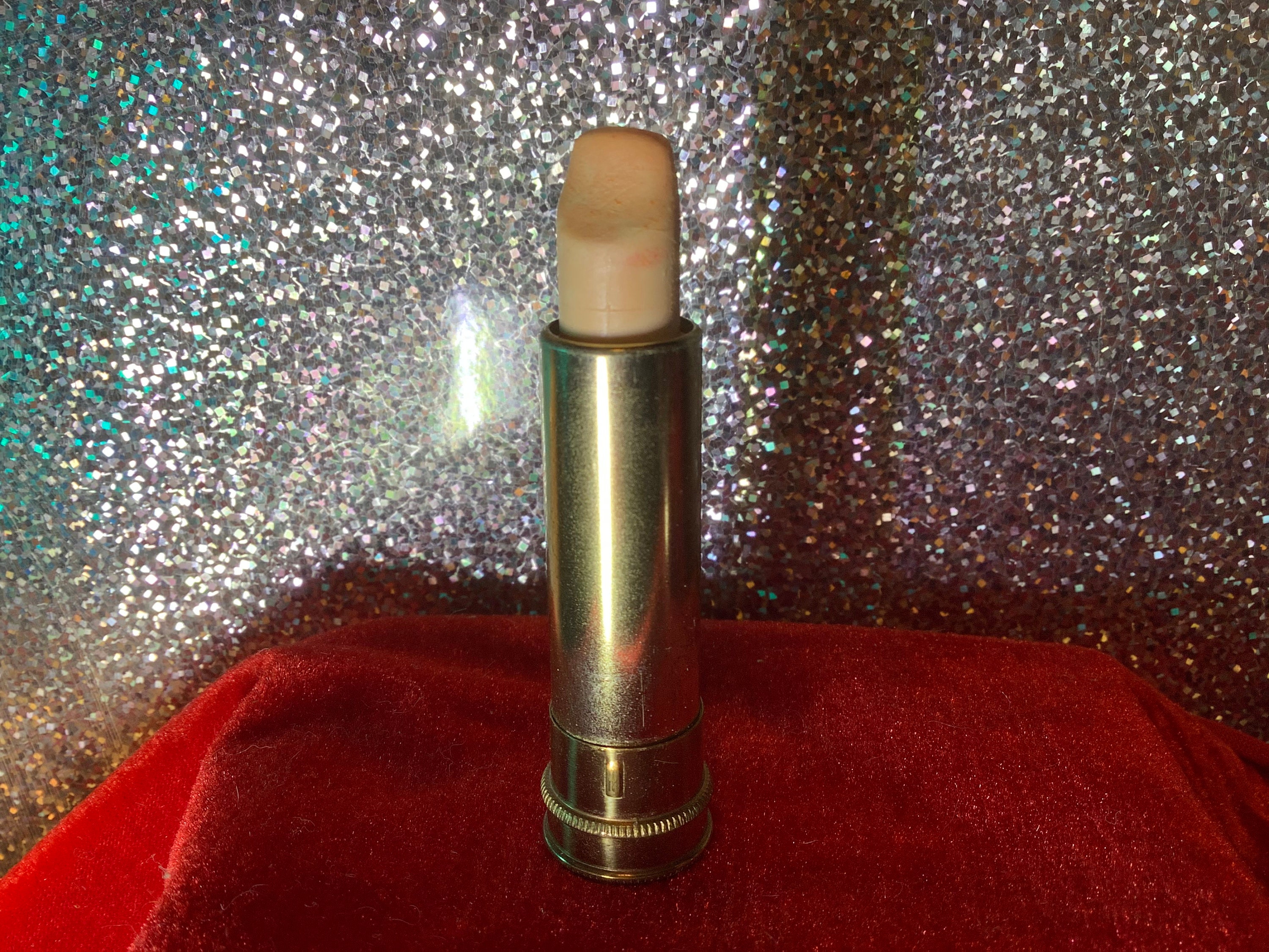 VINTAGE OVAL MAX FACTOR GOLDTONE LIPSTICK CASE with MIRROR
