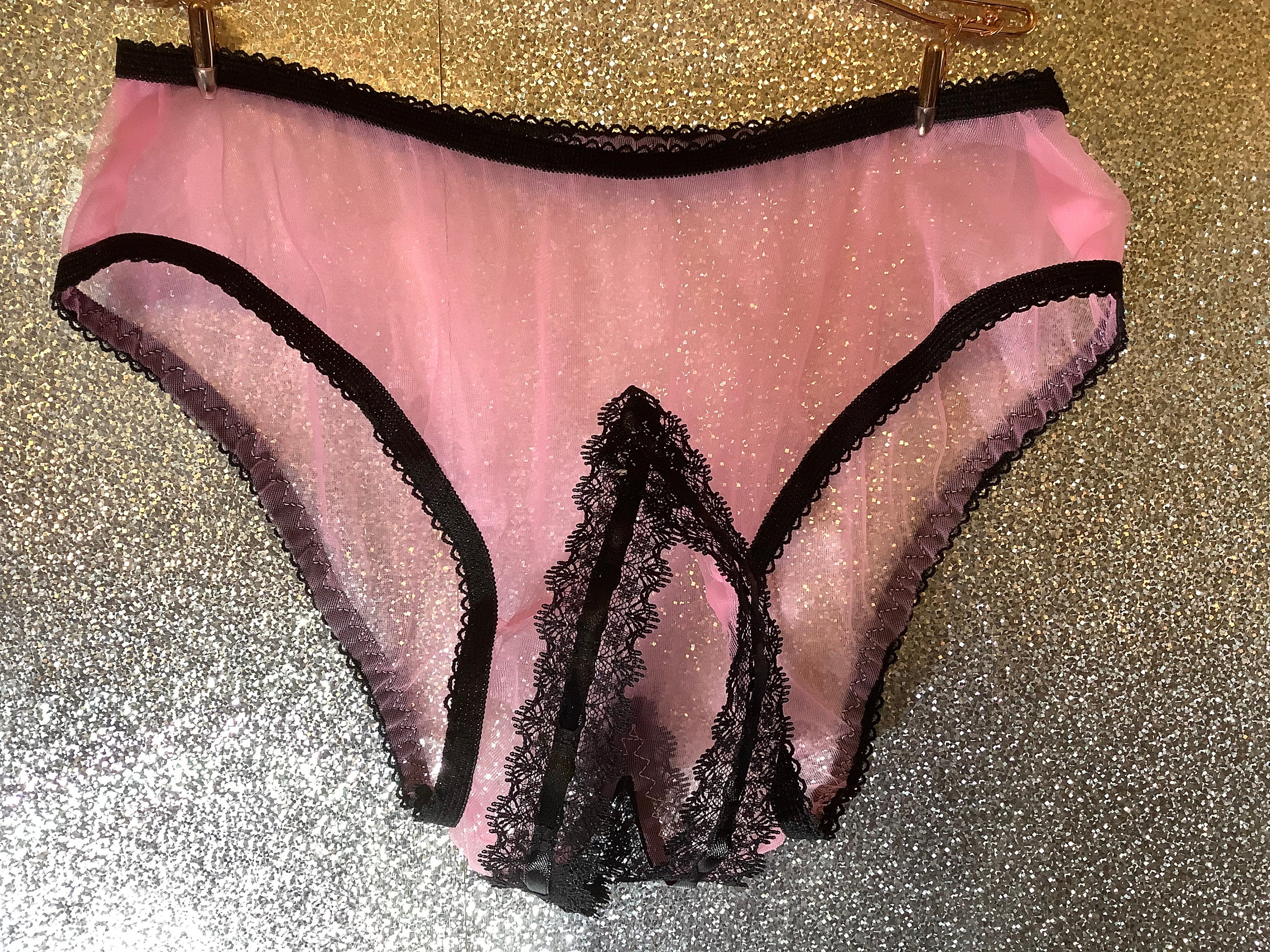 Vintage Style Lace Open Crotch Panties 