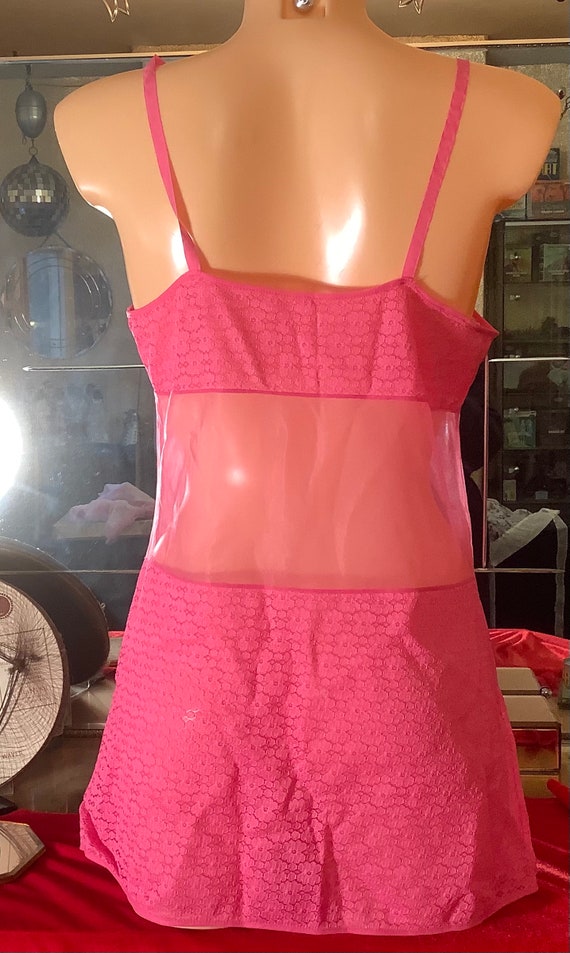 Vintage pink sheer  nylon   slip - image 1