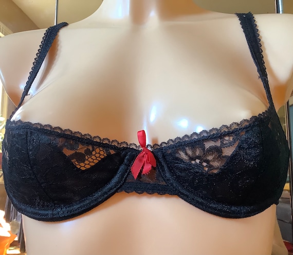 Vintage black nylon Shelf bra by Silhouette -  Polska