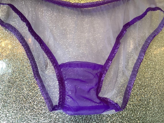 Vintage Style Sheer Nylon Contrast Gusset Panties 