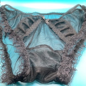 Calcinha de renda de nylon transparente estilo vintage