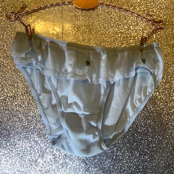 Blue nylon bikini skirted panties