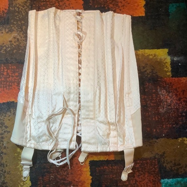 Vintage Spirella Gürtel aus Baumwolle in blassem Lachsrosa