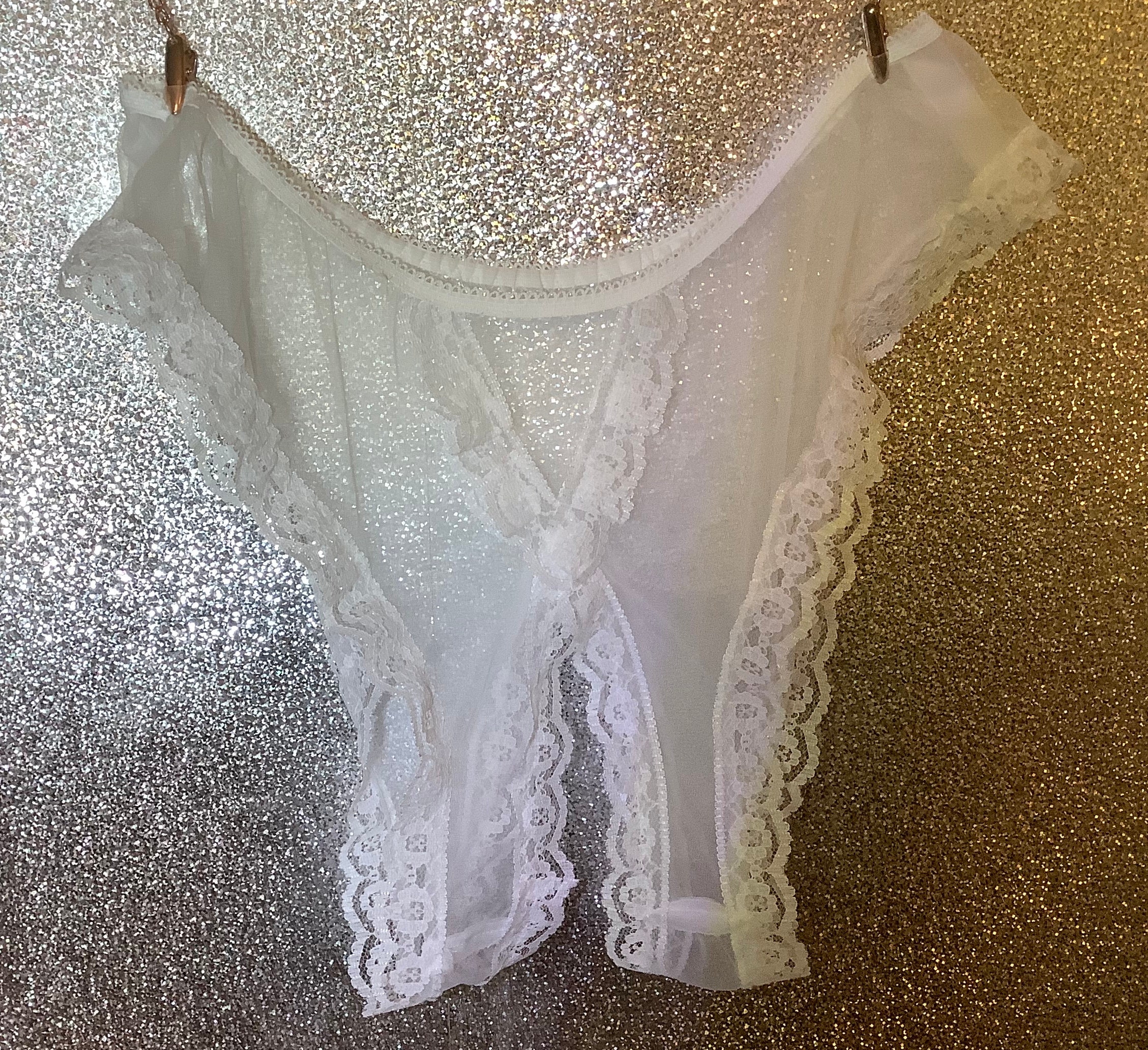 Vintage Style Sheer Nylon Lace Crotchless Panties - Etsy UK