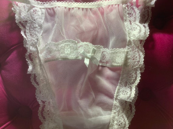 Vintage Style Sheer Nylon Lace Tanga Panties -  Canada