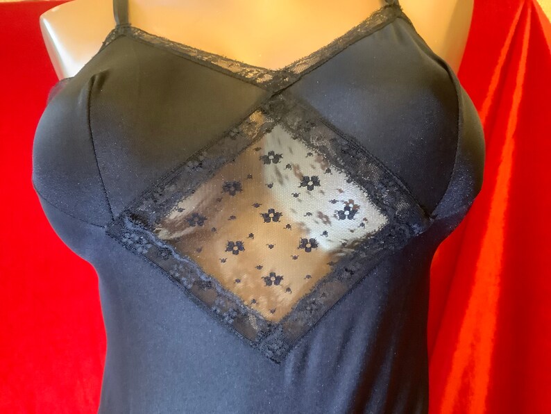 Black nylon lace teddie Charnos Ossie Clark