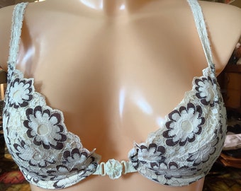 Vintage Lace Bra Lingerie Jcpenney off White Padded Underwire Bra Top 36B 