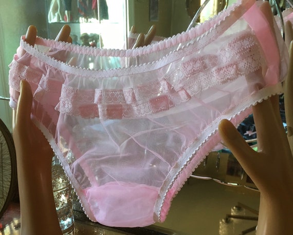 Vintage Style Sheer Nylon Lace Panties 