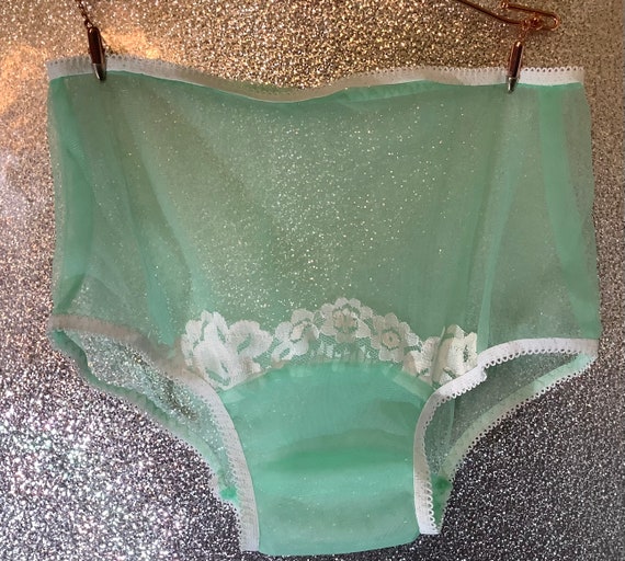 Vintage Style Completely Sheer Transparent Nylon Panties RED - Foto 4