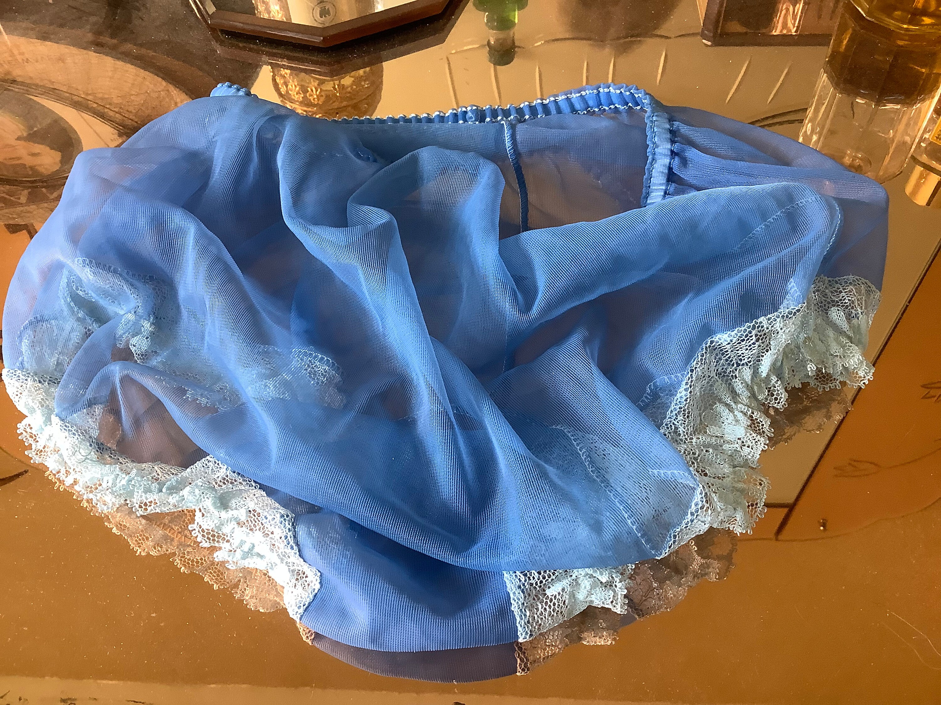 Vintage sheer nylon blue panties